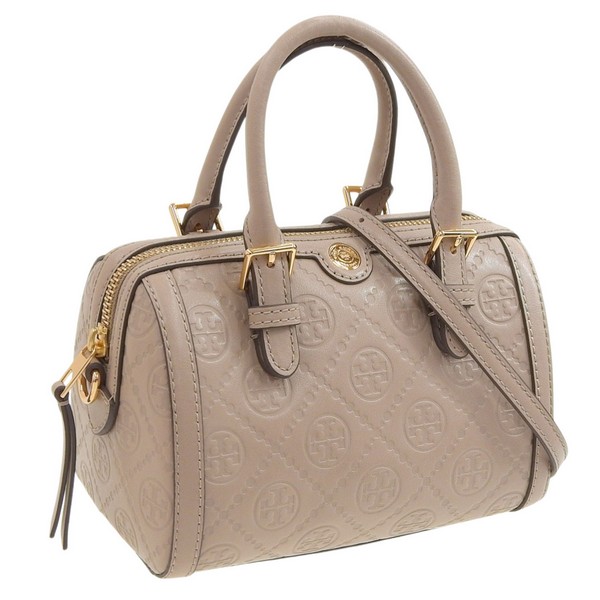 トリーバーチ バッグ レディース 2WAY ショルダーバッグ レザー ベージュ T MONOGRAM LEATHER PETTIE BARREL BAG 158528-200 TORY BURCH