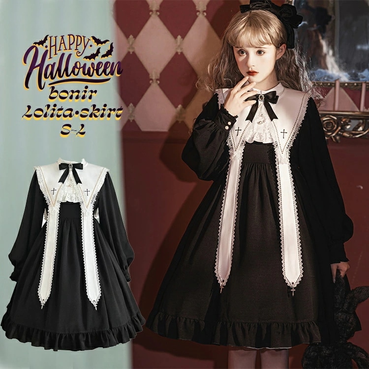 ハロウィン ロリータ服 電子風コスプレ ロリータファッション ゴシックコート 1点セット ブラックシルバー ポリエステル素材 フード付き 耐久性 おしゃれ 幾何学モチーフ モダンデザイン レディース