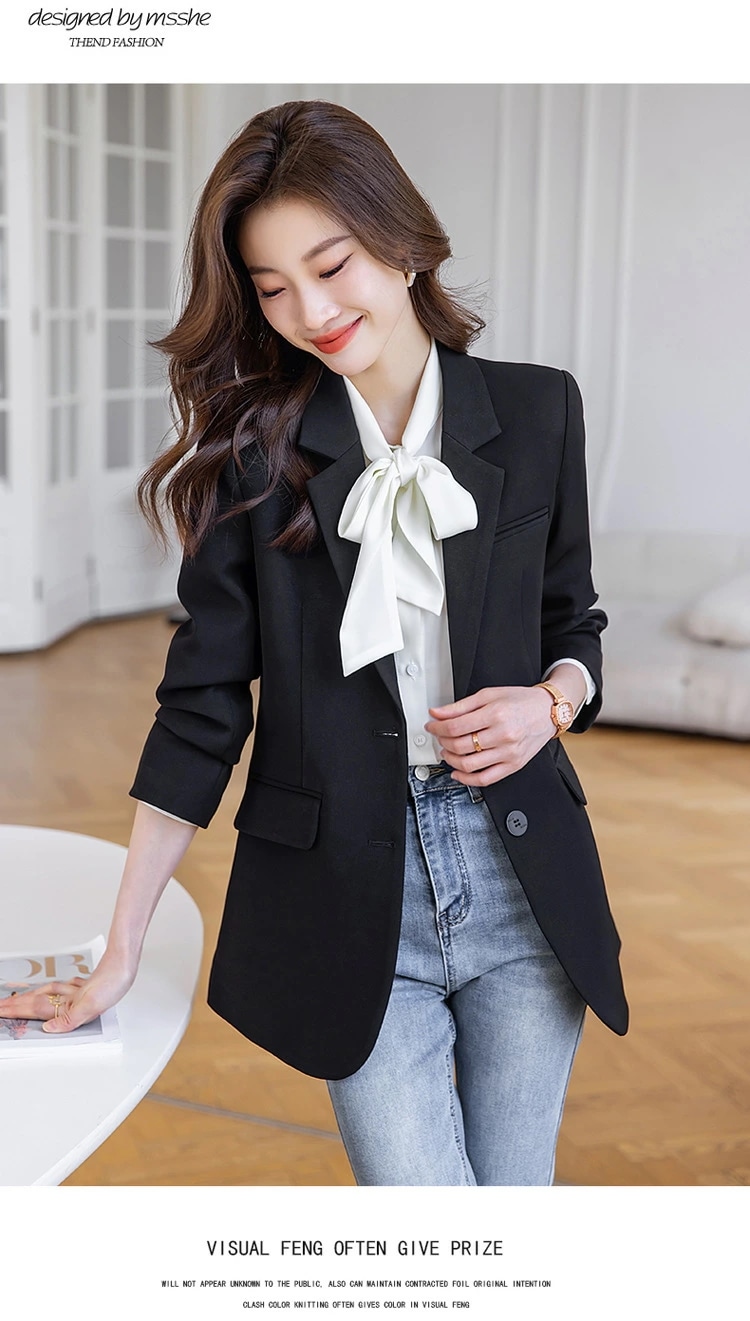 女性用 西装外套 秋季 グレー ストレッチ 活動的 高級感 シンプル デザイン