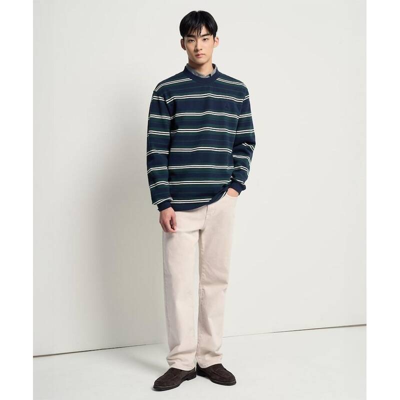 BEANPOLE MEN マルチストライプ長袖スウェットシャツ ネイビー BC6141C53R 344321