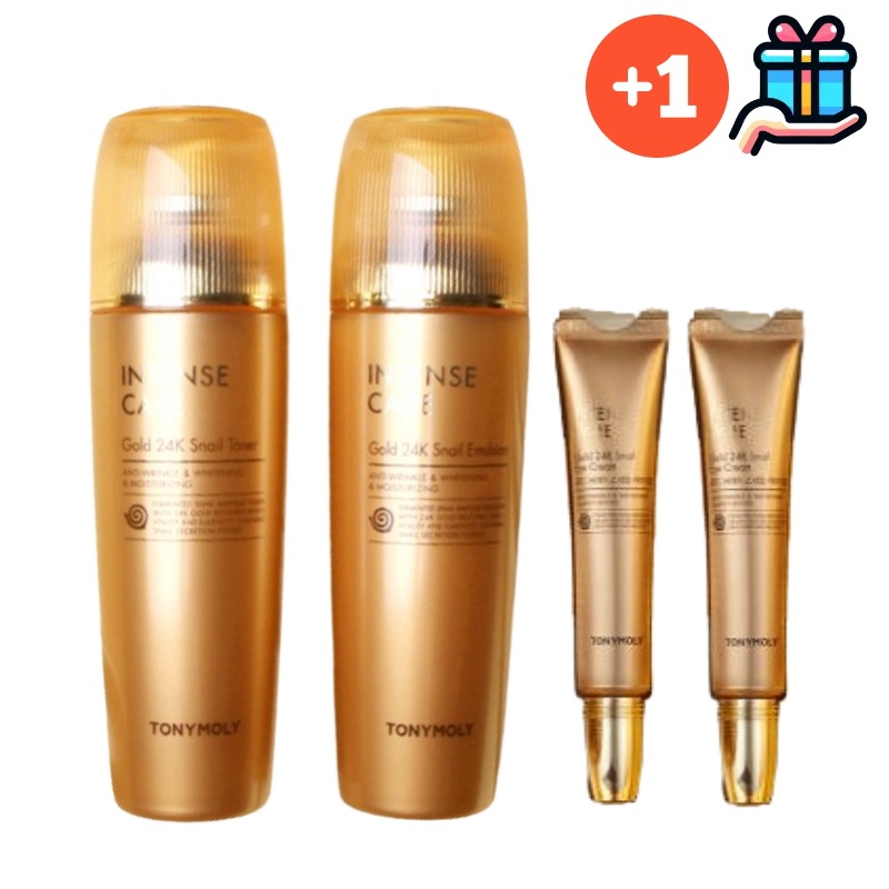 [24k化粧品セット] インテンスケアゴールド 24K スネイルスキンケアリミット4点セット トナー&エマルジョン&クリーム&マスクパックかたつむり コスメスキンケア基礎化粧品 正規品 韓国コスメ 速