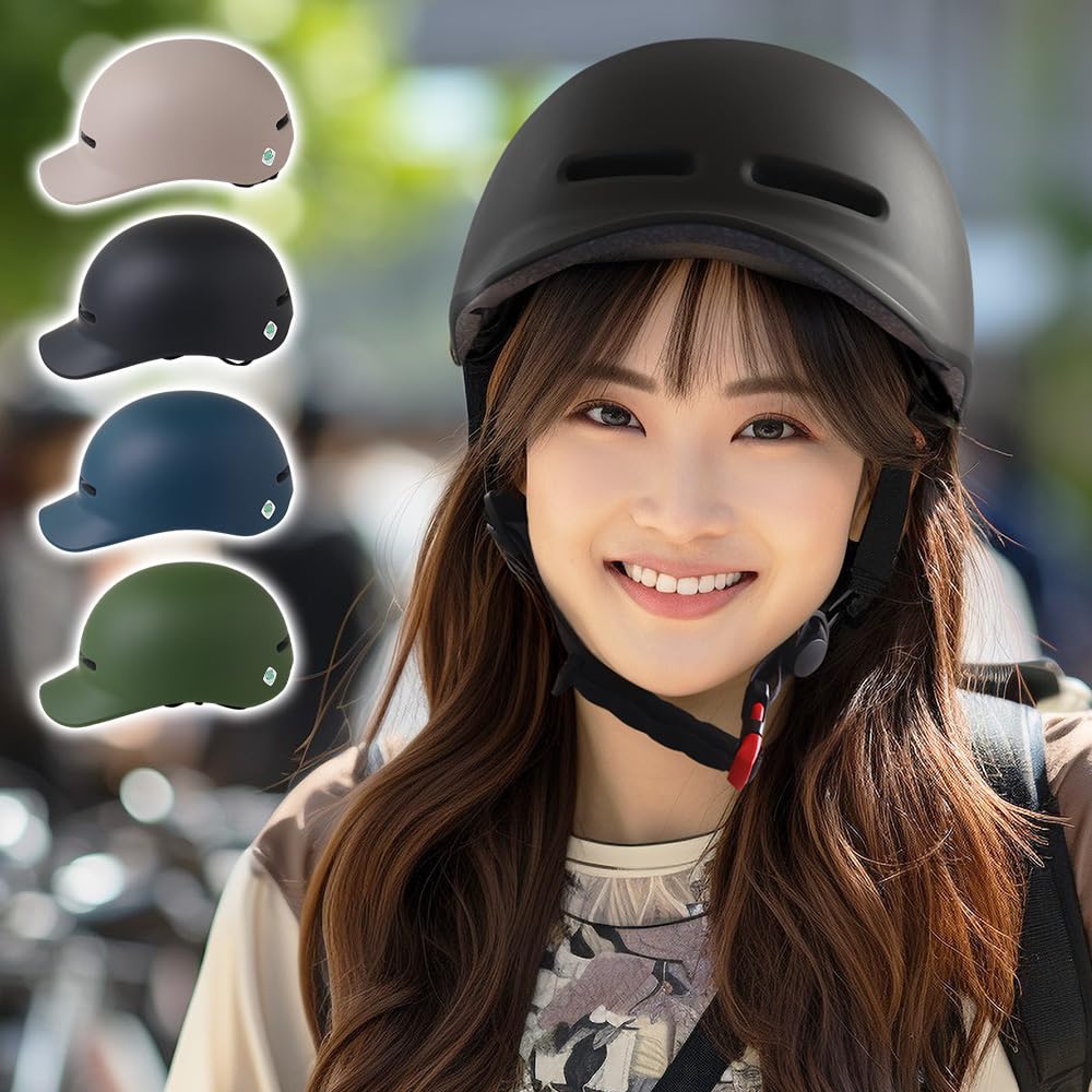 ヘルメット 自転車 SG認証 帽子型 大人 子供 ダイヤル調節 SG規格 SGマーク メンズ レディース 通勤 学生 通学 通気性 半帽 半キャップ 日本製品安全協会安全保証品 (ブラック)