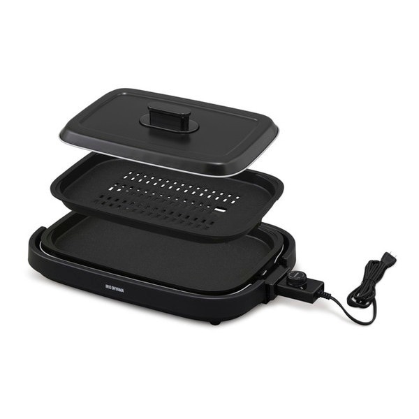 IHA-A20-B ブラック [網焼き風ホットプレート 2枚プレート] メーカー直送