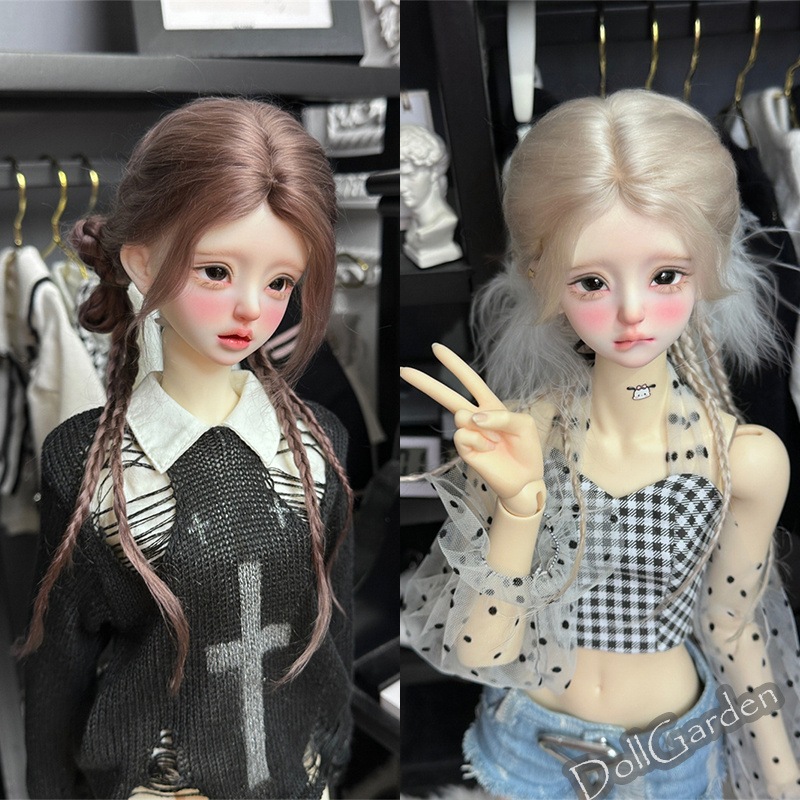 BJD 1/3 1/4 ドール用ウィッグ ロング 編み入り 手入れ モヘア 定型ウィッグ 7色 SD/小顔SD/MSDサイズ球体関節人形用ウィッグ