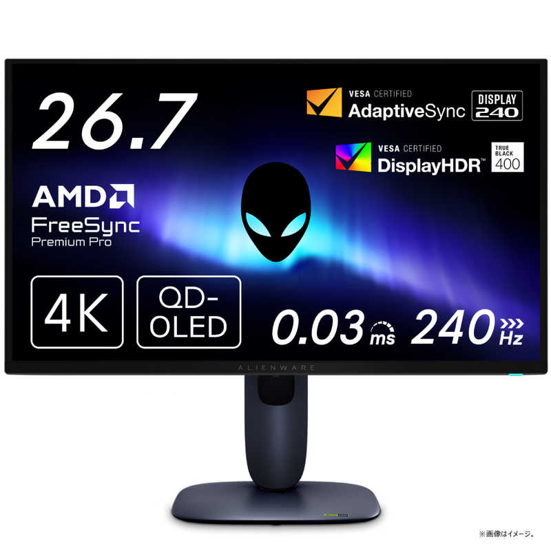 ゲーミング液晶ディスプレイ AW2725Q-R Alienware/QD-OLED/240/0.03ms/P対 ［26.7型 / 有機EL 4K(3840×2160) / ワイド］ ブラック