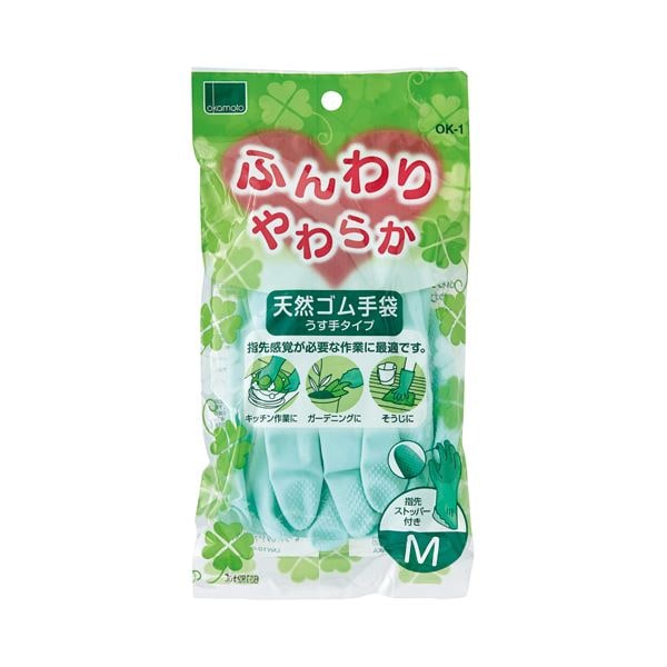 (まとめ) オカモト ふんわりやわらか天然ゴム手袋 M グリーン OK-1M-G 1セット（10双） (×10セット)