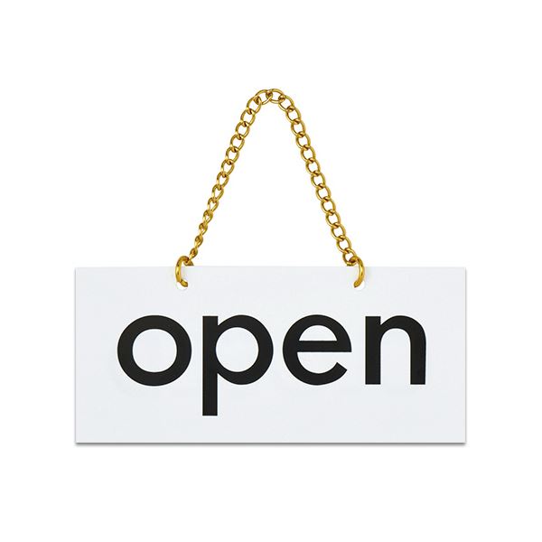 (まとめ) 光 アクリルマット板サイン（両面：OPEN-CLOSED） くさり付 タテ100×ヨコ220×厚み2mm 白 KMP2210-1 1枚 (×10セット)
