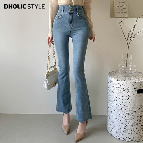 [メガ割りSALE]3ボタンフレアデニムパンツ・p508194