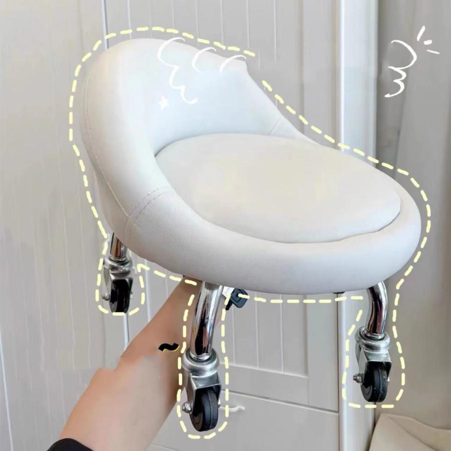 低作業イス ローチェア キャスター付き 作業 工場 自転車 バイク 自動車 メンテナンス 高さ22cm 腰痛対策 丸いす 耐荷重75kg 北欧風 無地