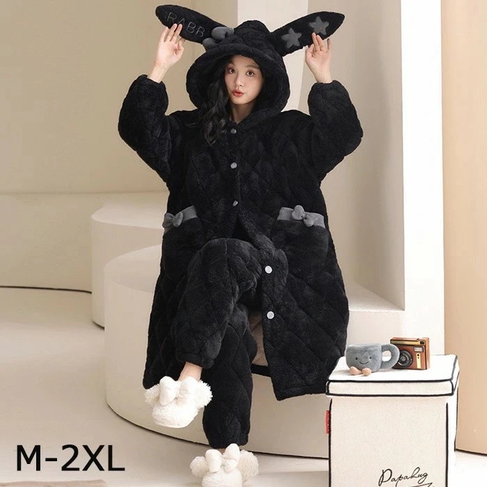 再販未定パジャマ レディース 耳 フード付きウェア ウェア もこもこ 動物 レディース メンズ 可愛い 冬 長袖 大きいサイズ 秋 上下セット パンツ 上下 ズボン パジャマ リボン 部屋