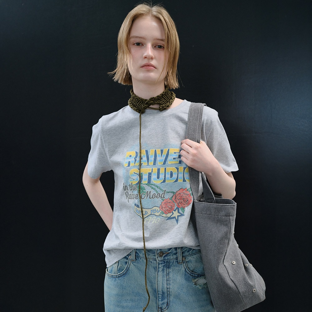 [レイブ] (BLACK 01S 6/2, M_GREY 02M 6/12 予約配送) Vintage Raive Mood Graphic T-shirts VW6ME430_2color