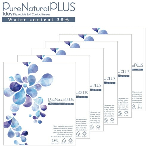【6箱(計180枚)】ピュアナチュラル プラス 38% 低含水 Pure Natural PLUS 30枚入 1日使い捨て コンタクトレンズ　ポスト投函便