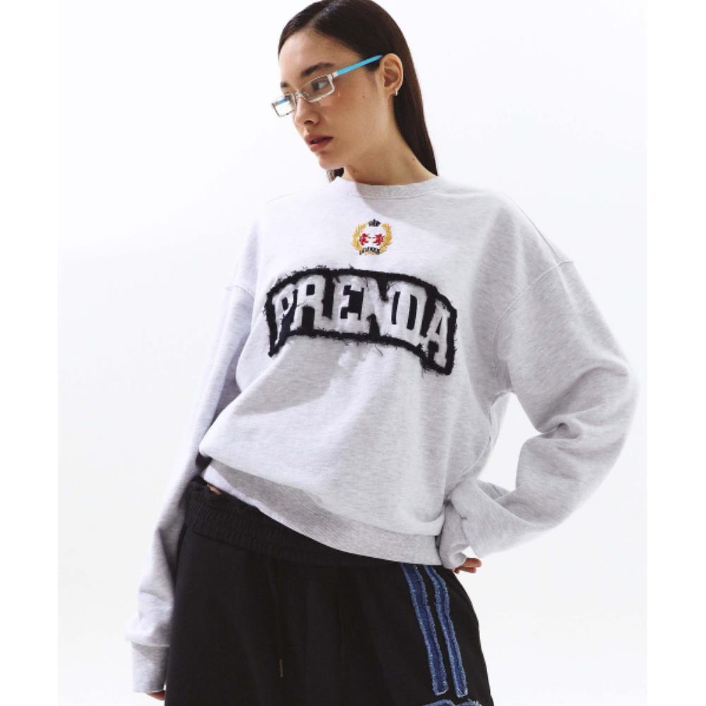 PRENDA TWILL PRDA APPLIQUE LOGO SWEATSHIRT HEATHER GRAY