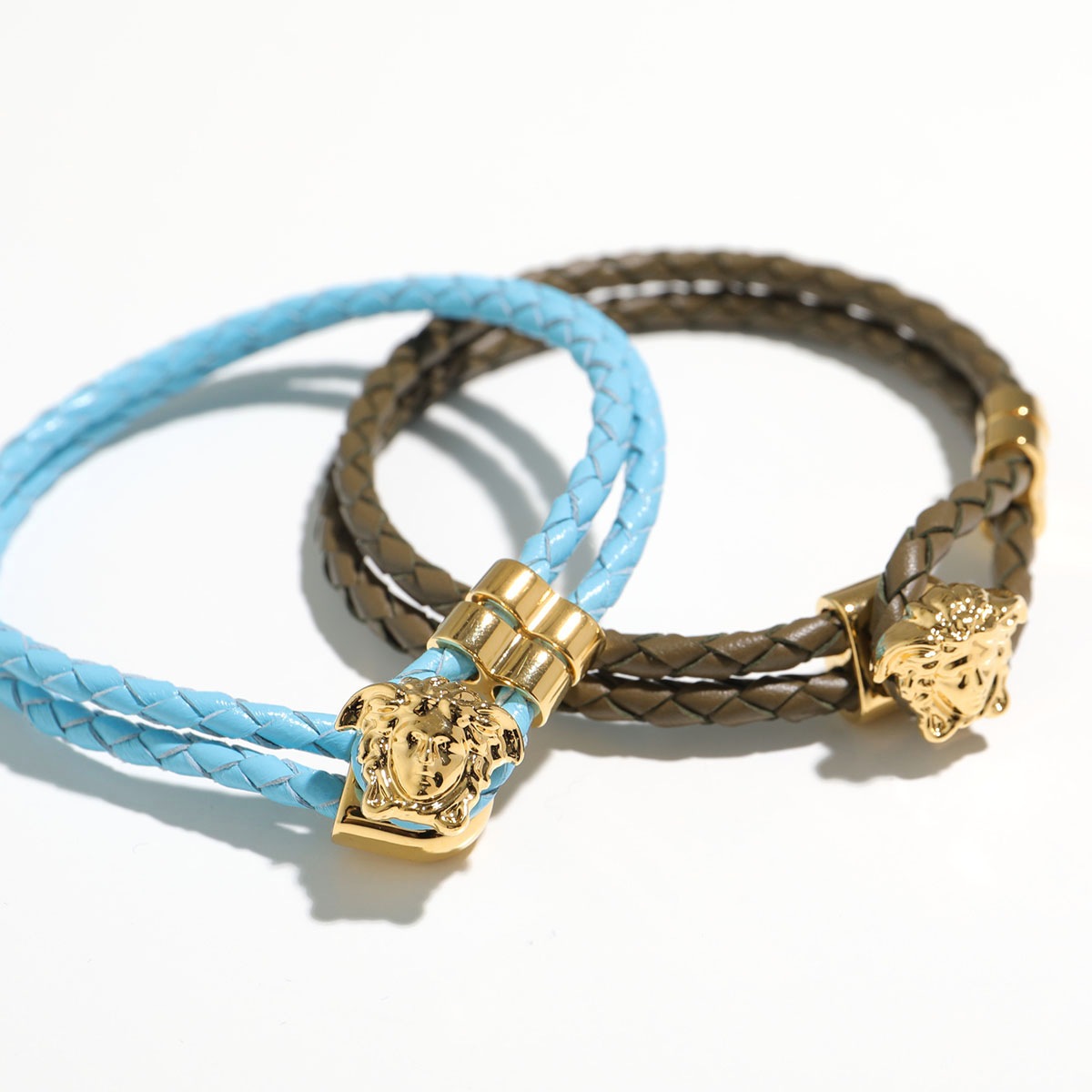 VERSACE ヴェルサーチ ブレスレット DG05579 DMTN メンズ メドゥーサ レザー 2連 編み込み カラー2色