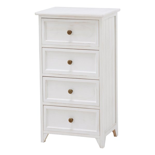 チェスト シャビーウッドファニチャー アンティークホワイト 4段 幅41×奥行31×高76 MCH-5384AW