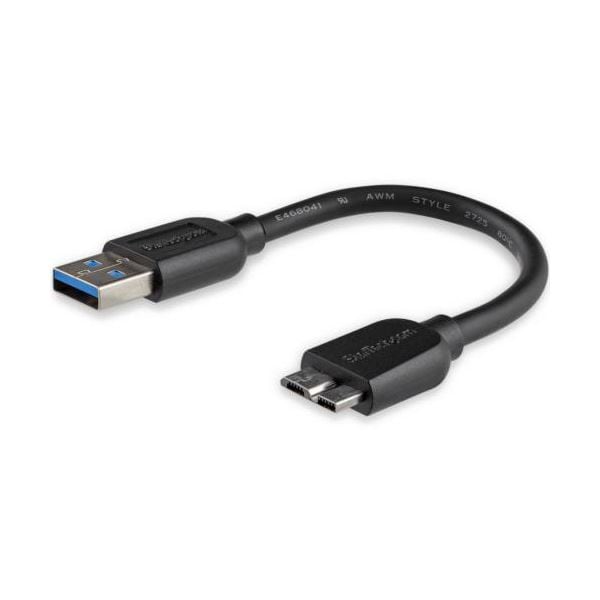 （まとめ） StarTech.com Micro USB3.0 スリムケーブル 15cm Type A（オス）-Micro B（オス） ブラックUSB3AUB15CMS 1本 (×3セット)