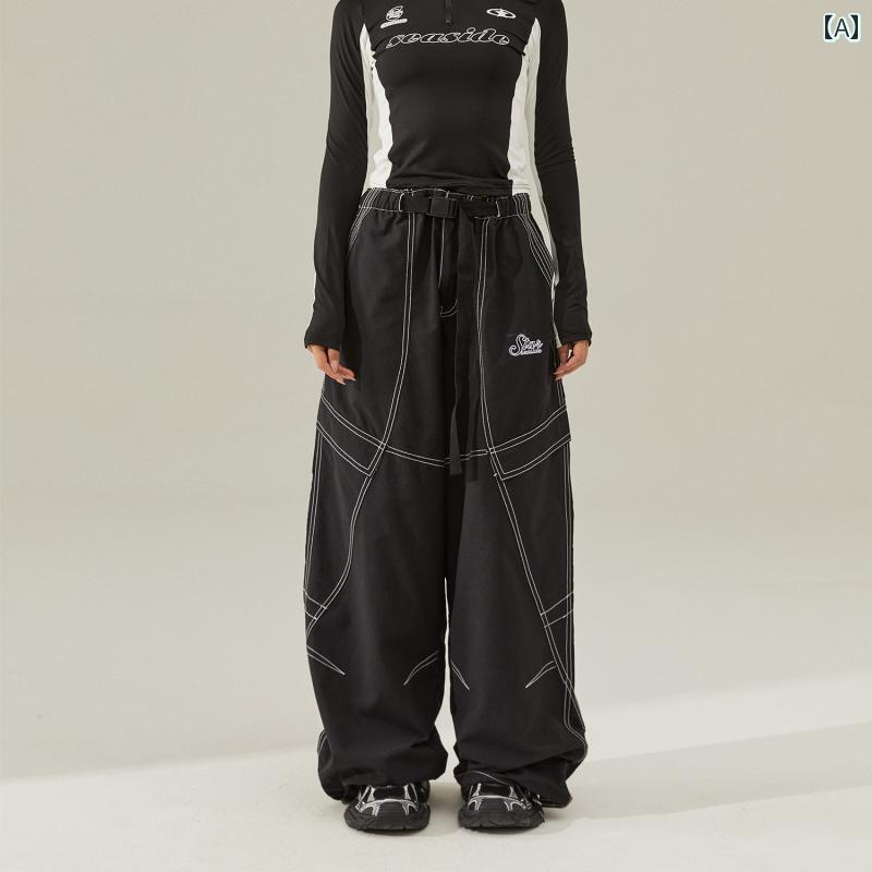 カーゴパンツ　メンズ　レディース Seasidestar 夏 アメリカン ストリート ファッション スポーツ パンツ プレス オーバー オール ジャズ ダンス