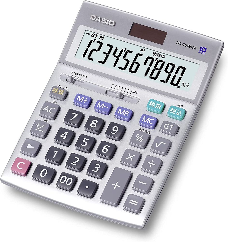 本格実務電卓 デスクタイプ シルバー 10桁 DS-10WKA-N
