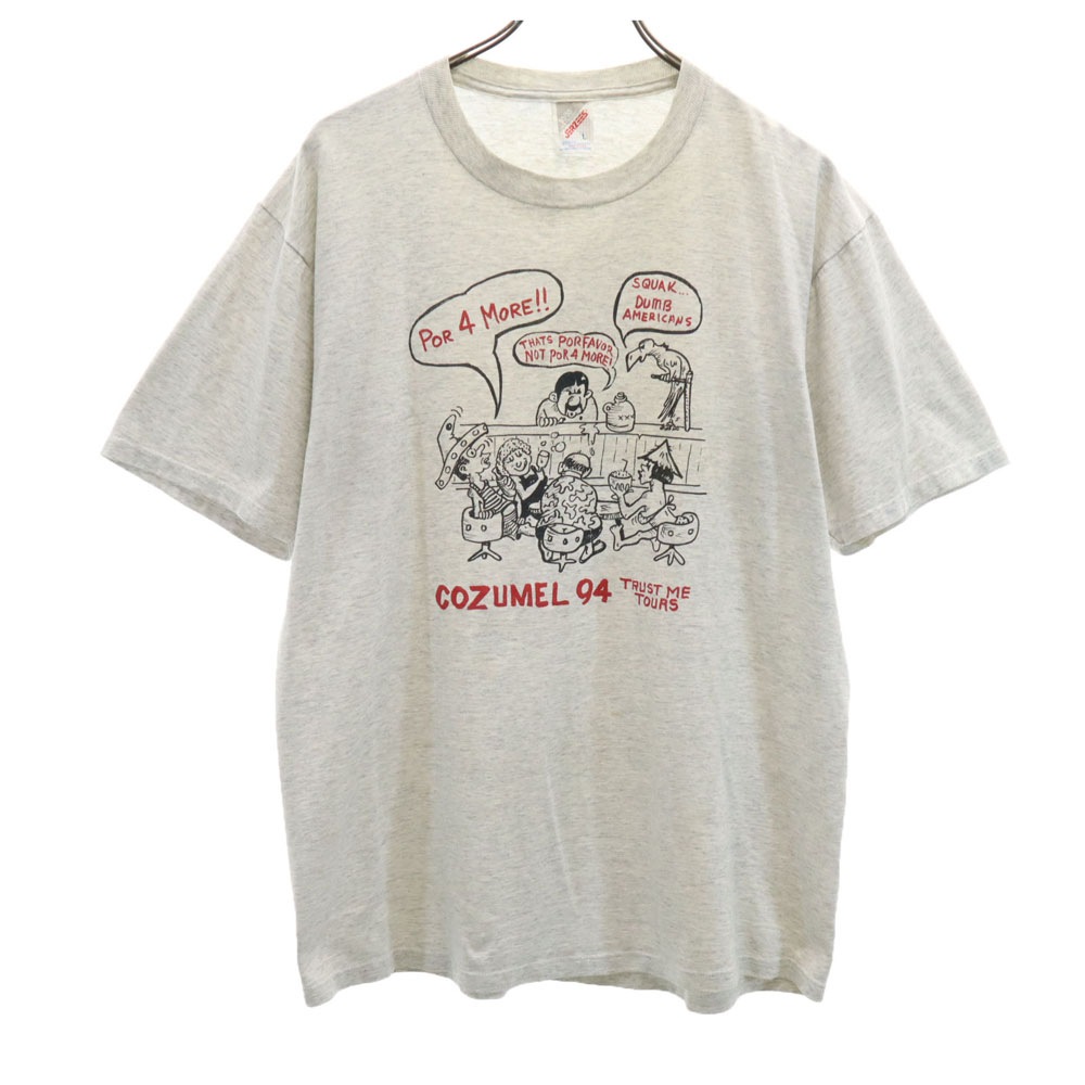 90s USA製 半袖 シングルステッチ Tシャツ L グレー系 オールド ヴィンテージ メンズ