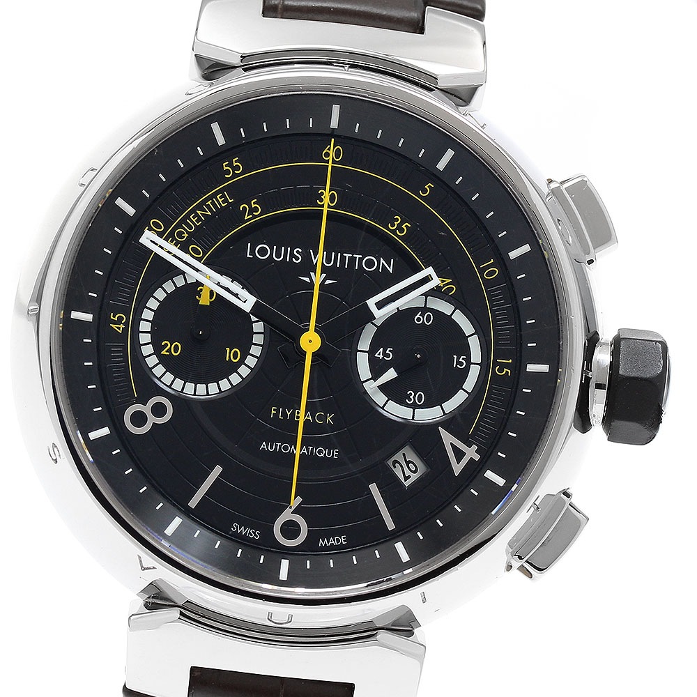 ルイ・ヴィトン LOUIS VUITTON Q102B タンブール クロノグラフ 自動巻き メンズ 内箱・保証書付き_717884【中古】
