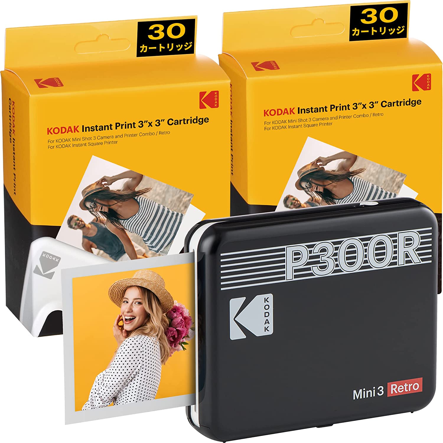 上品な コダック（Kodak）Mini 3レトロ 60シート入り【セット買い】 +  スマホプリンター／インスタントプリンター／チェキプリンター［ブラック／写真3ｘ3インチ］プリンター インクジェットプリンタ -  flaviogimenis.com.br