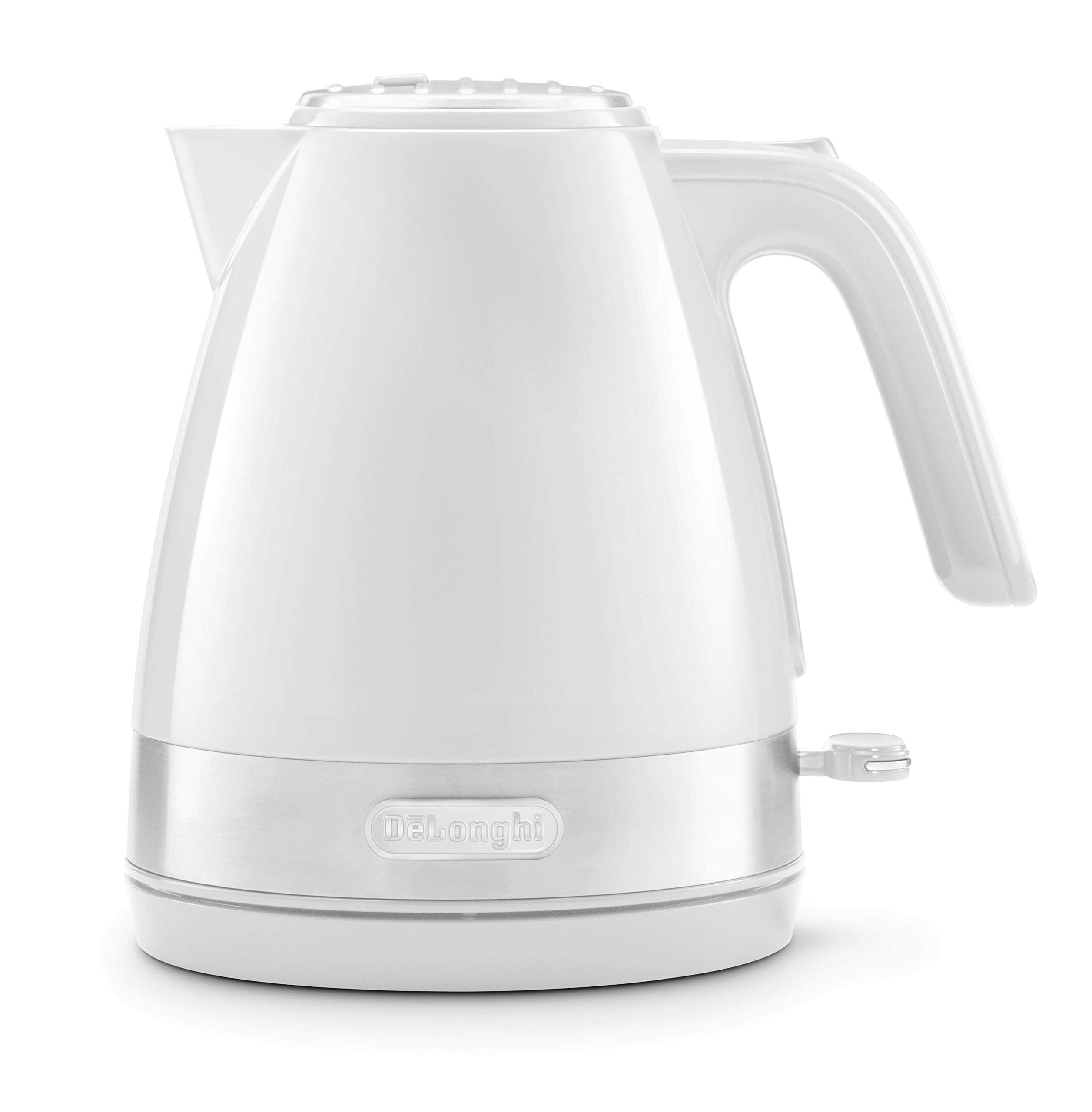 DeLonghi(デロンギ) DeLonghi電気ケトル アクティブ シリーズ KBLA1200J-W イタリアンデザイン 1.0L ワンプッシュオープン 異物混入防止フィルタ 見やすい水量計 電源