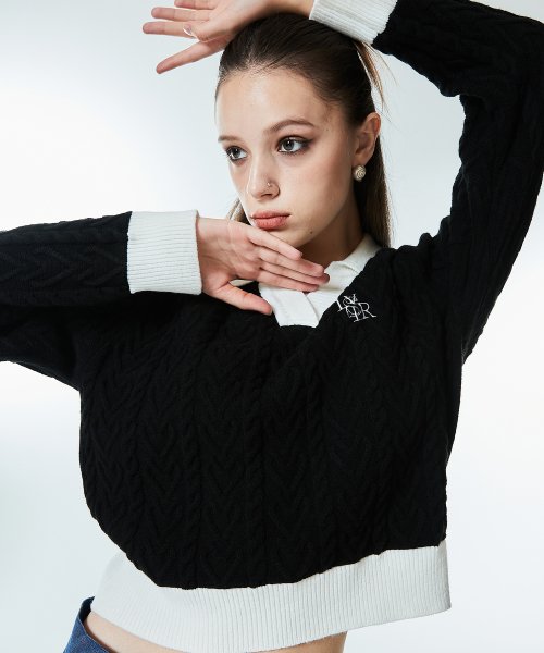 AC LOGO COLLAR KNIT(BLACK)