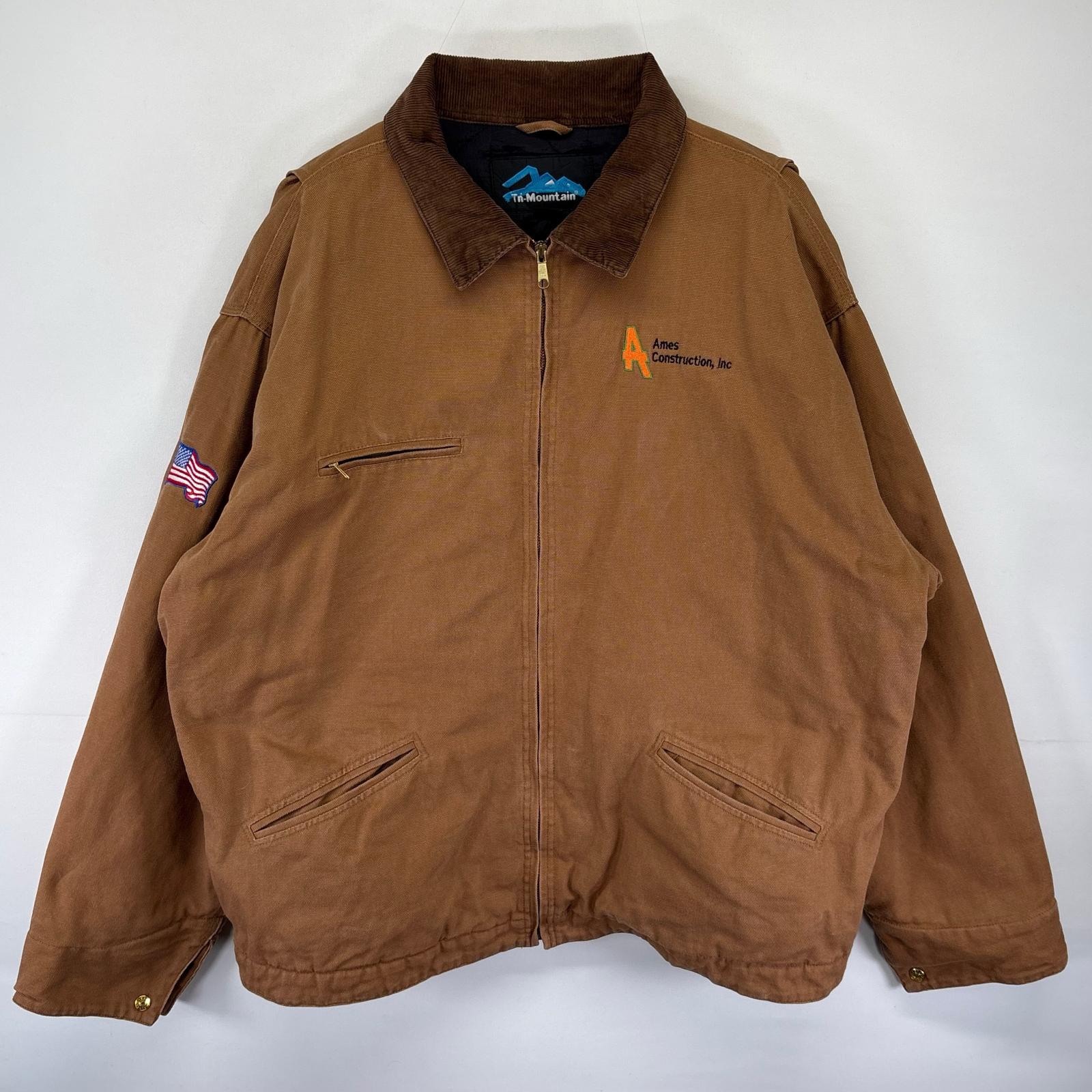 古着 ザマウンテン The Mountain ダック ジャケット ダック デトロイトJKTタイプ 襟コーデュロイ フルジップ 2XLT ブラウン系 メンズ