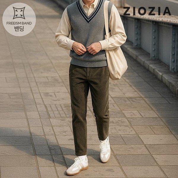 カーキ コーデュロイ カジュアル セットアップ パンツ S (AAD4PP1602_LKH)