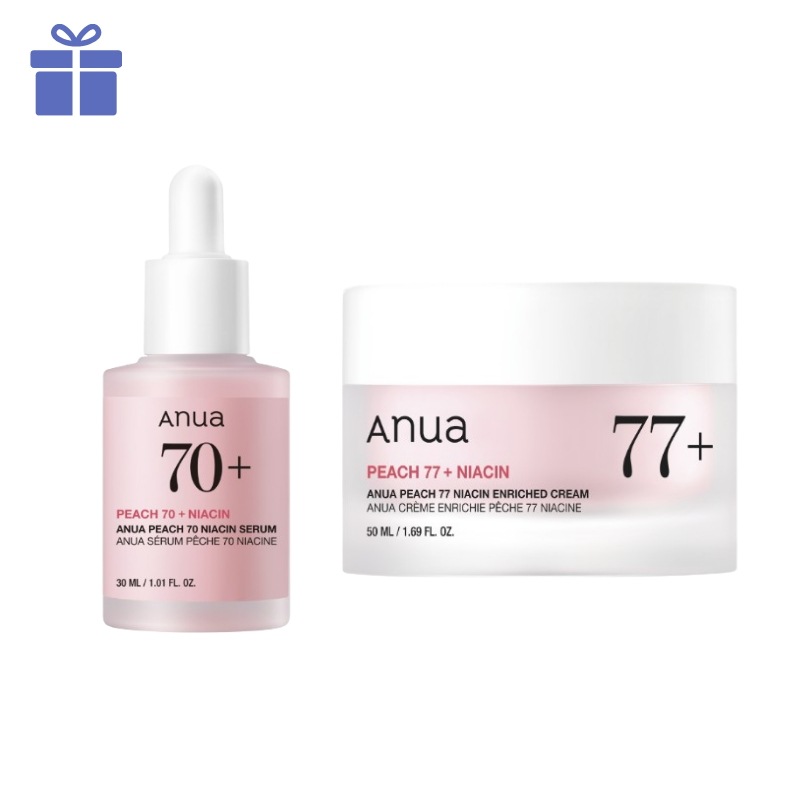 桃 77 ナイアシン インリッチド クリーム 50ml + 桃 70 セラム 30ml セット 透明感 ツヤ肌