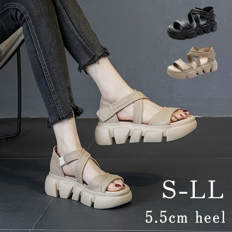 超特価レディース サンダル 厚底 クロスベルト ストラップ 軽量ソール 疲れにくい ウ クッション コンフォート 歩きやすい 痛くない 安定感 旅行