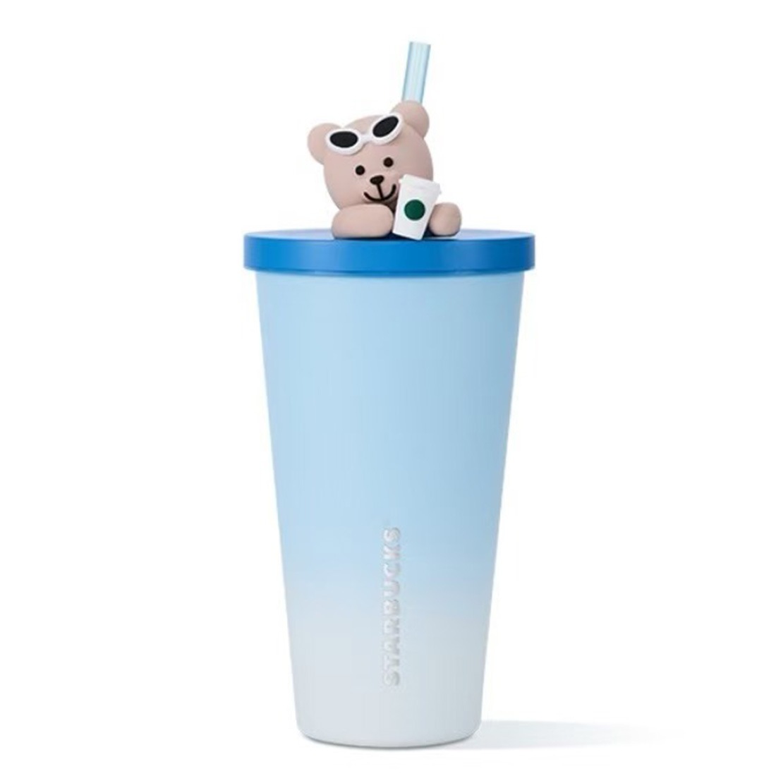 SS サマーシーサイドシリーズ ステンレスストローカップ 550ml ブルー＆ホワイトグラデーション