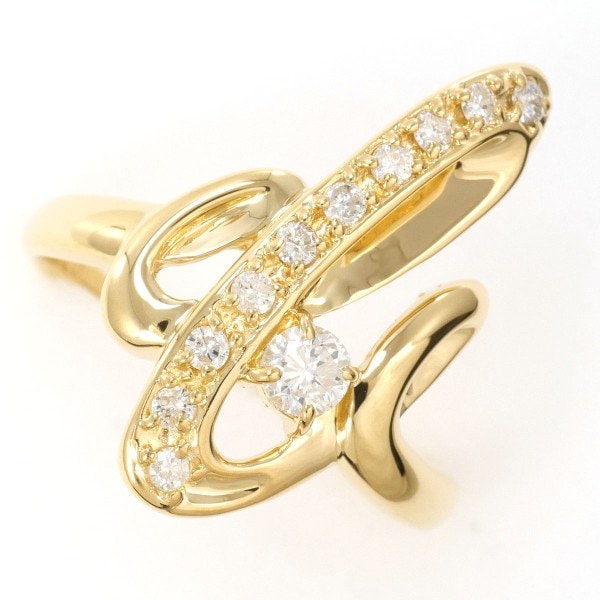 K18 18金 YG リング 指輪 10.5号 ダイヤ 0.30 カード鑑別書 ジュエリー 中古