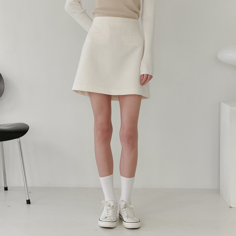 ROUND TWEED SKIRT_CREAM