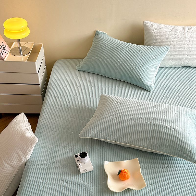 片面ダヴベルベット片面綿 100% ベッドカバー スリーピースキルティングキルティング刺繍入り厚手のベッドシーツ カテゴリー A ベビーグレード洗濯機洗い可 + 7,984円