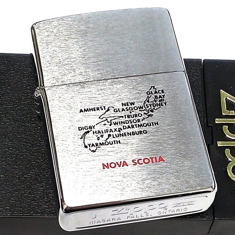 ZIPPO カナダ製 1998年製 オンタリオ製 ノバスコシア州 地図 廃盤 ビンテージ レア ジッポ ライター 珍しい 未使用品 絶版 ヴィンテージ シルバー かっこいい メンズ おしゃれ