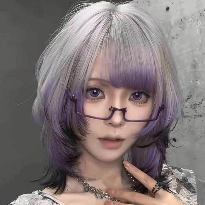 ウィッグ フルウィッグ パープル グラデーション ミディアム 女性 レディース ゆめかわ ロリータ ハロウィン ふんわり 前髪あり かつら コスプレ 可愛い 耐熱ウィッグ コスチューム 仮装 大人用