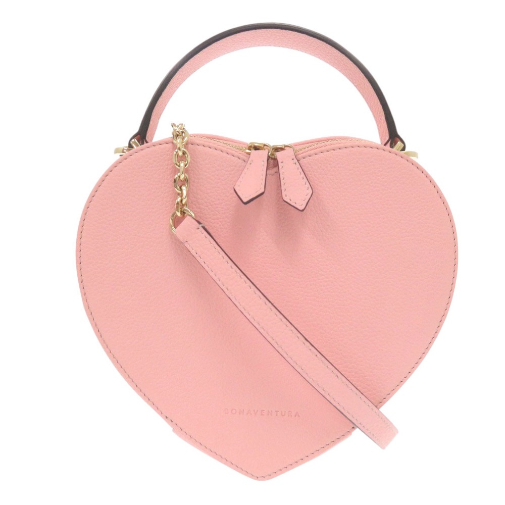 新品同様 ボナベンチュラ アリア ハートバッグ ハンドバッグ レザー/シュリンクレザー サクラピンク 0315【中古】BONAVENTURA レディース