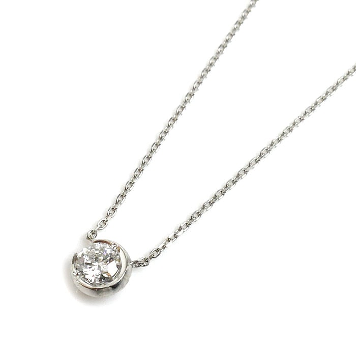 STAR JEWELRY スタージュエリー Pt950プラチナ ムーンセッティング ネックレス 1XN0630 ダイヤモンド0.17ct 2.2g 37-40cm レディース 中古