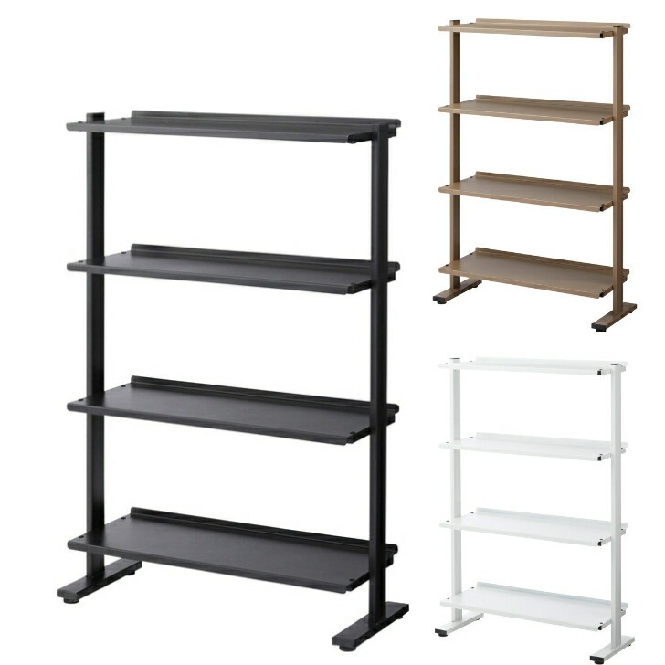ラック 4段 シェルフ 棚 収納棚 オープンラック 本棚 斜め 店舗ディスプレイ スチール シンプル ブラック ブラウン ホワイト DIS-74