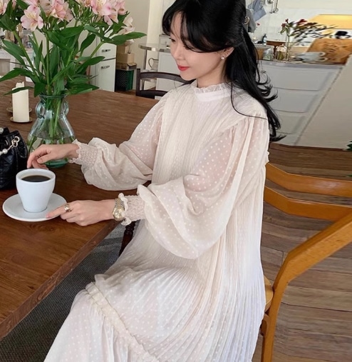 レディース ワンピース ボリューム袖 タックプリーツ レース 刺繍 チュール シフォン かわいい 大人可愛い きれいめ シンプル カジュアル 上品 おしゃれ かっこいい レトロ アジアン エスニック