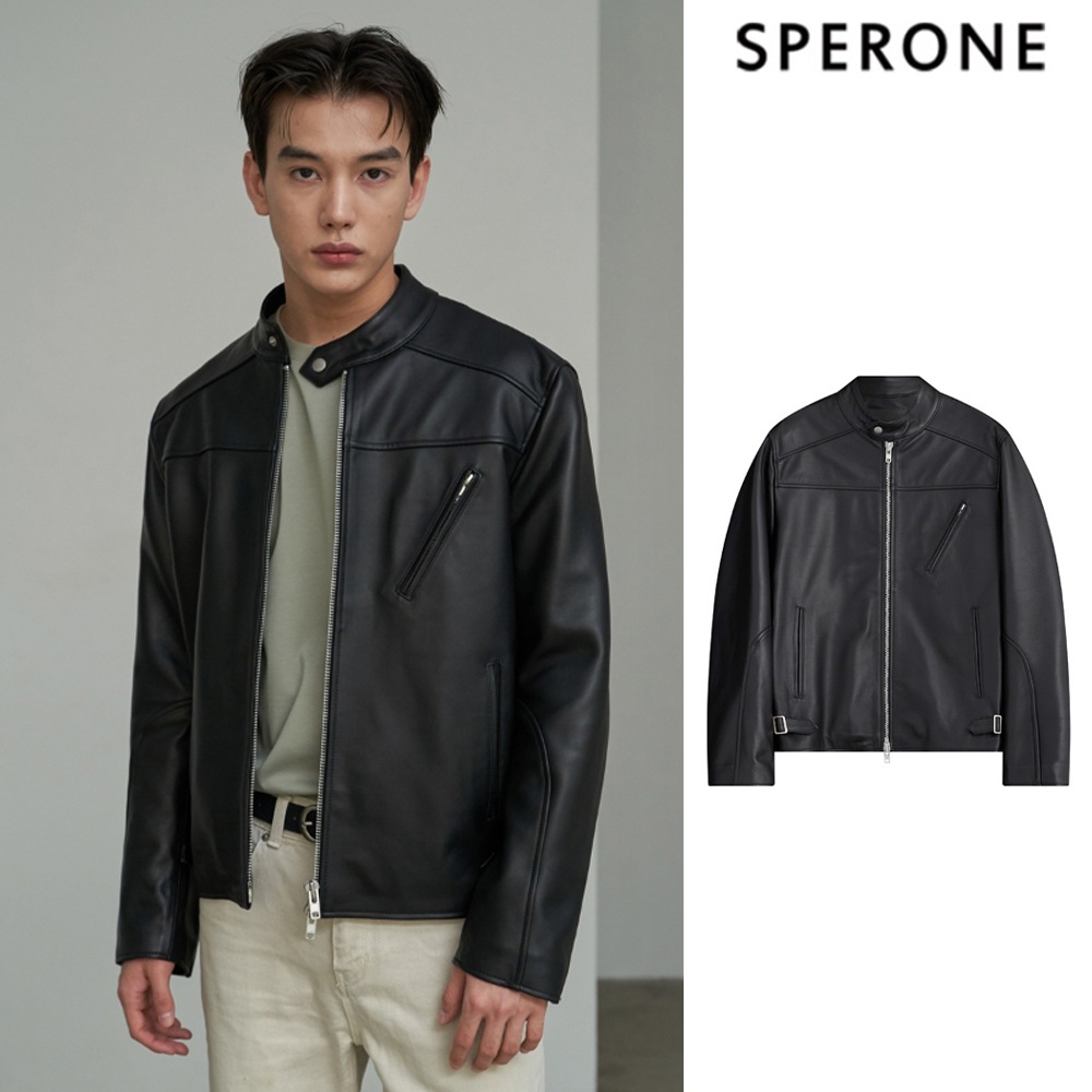 [SPERONE] [Real Leather] China Biker Jacket