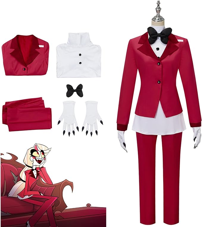ハズビンホテル コスプレ チャーリー Charlie コスプレ衣装 5点セット アニメ 地獄のホテル コスプレ 赤い ユニフォーム 制服