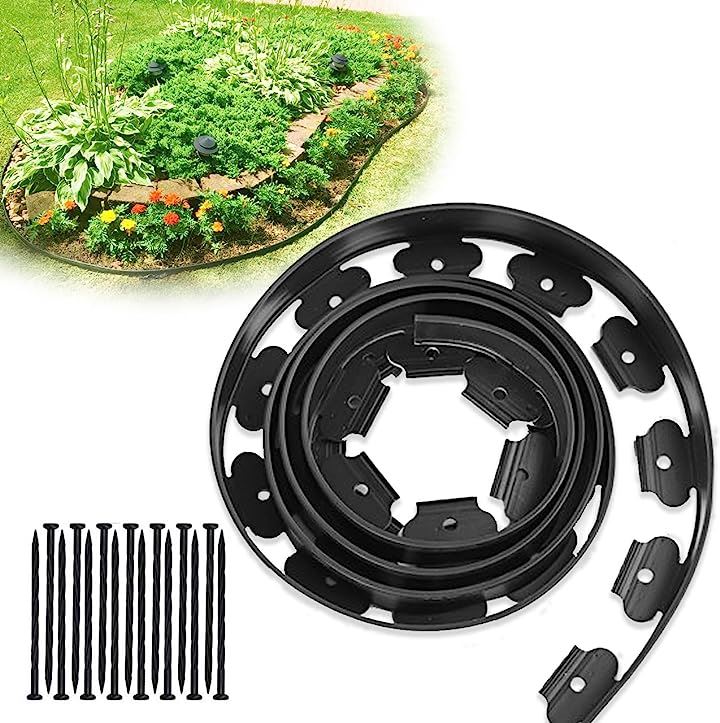 ガーデンエッジ フェンス 花壇 土留め 芝生 根止め 高さ5cm 仕切り 柵 園芸 ガーデニング diy 高さ5cmx長さ10m( ブラック, 高さ5cmx長さ10m)