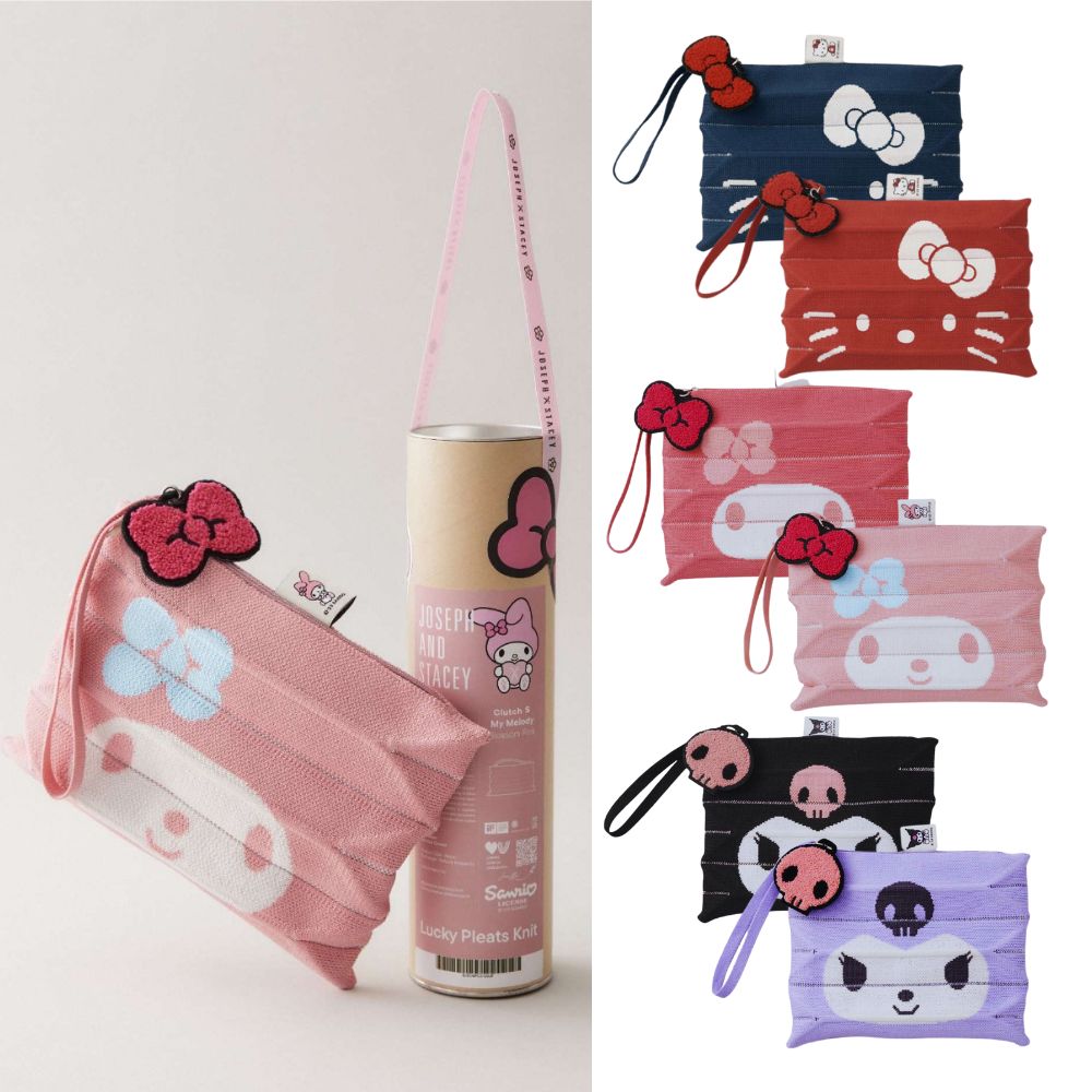 サンリオ ラッキープリーツ ニットクラッチ スモールポーチ ハローキティ,マイメロディ,クロミLucky Pleats : 韓国製造