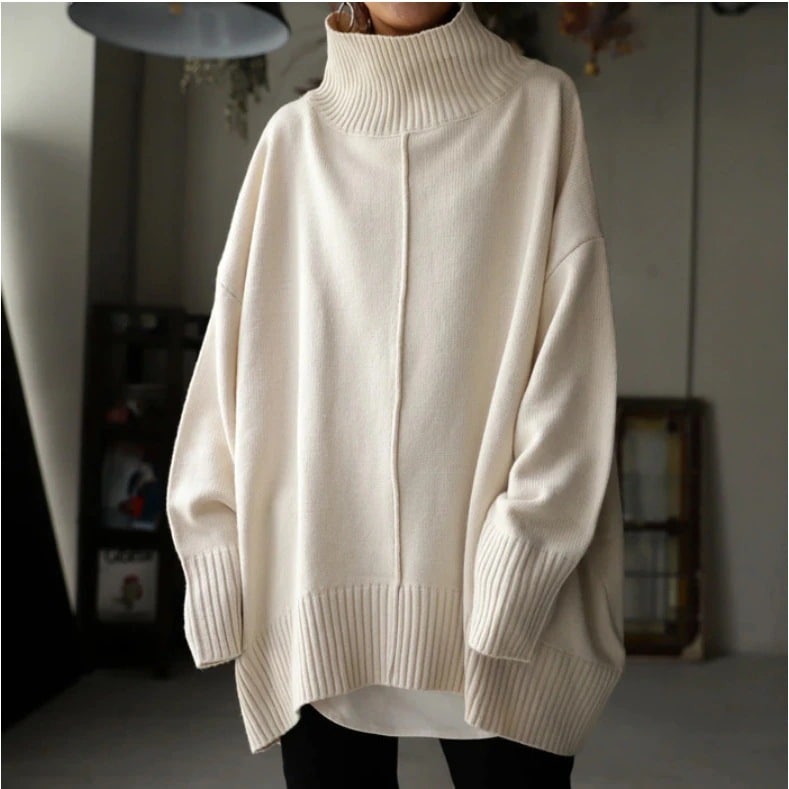 【韓国の人気爆発】 4色縦ラインハイネック セーター 5,003円