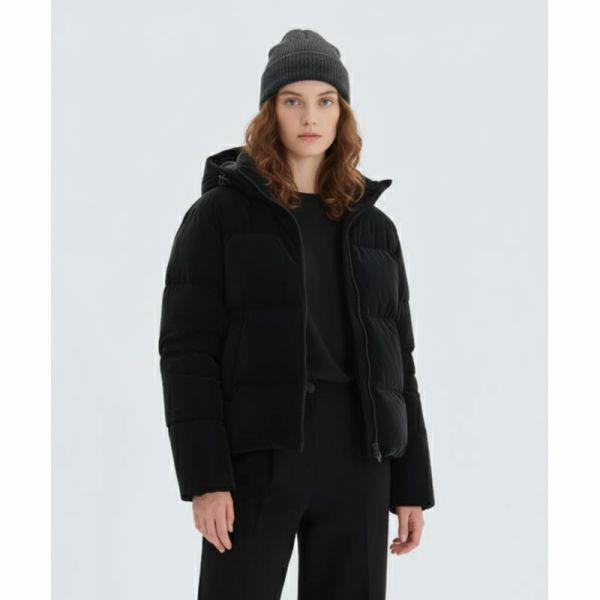 SNOWPEAK APPAREL シルキー 女性 フード ミドル ジャケット S24WWTDJ27 ブラック