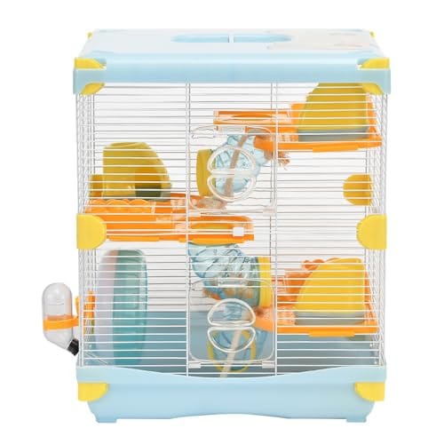ハムスターケージ 小動物ケージ 3段階 ケージサイズ:36(W)x27(L)x42.5(H)cm 広々タイプ トレーデザイン お手入れ簡単 通気性 組立簡単 チャイニーズハムスター ロボロフスキーハム