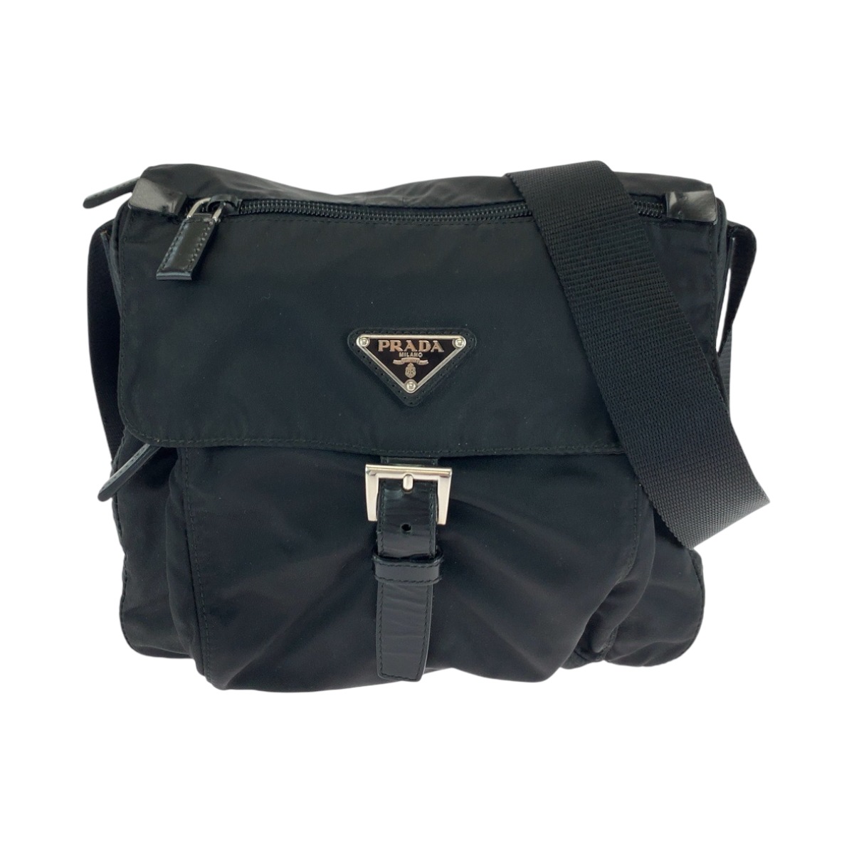 美品 テスート 三角ロゴプレート ブラック 黒 シルバー金具 ナイロン ショルダーバッグ ポシェット メンズ 502064 38,600円