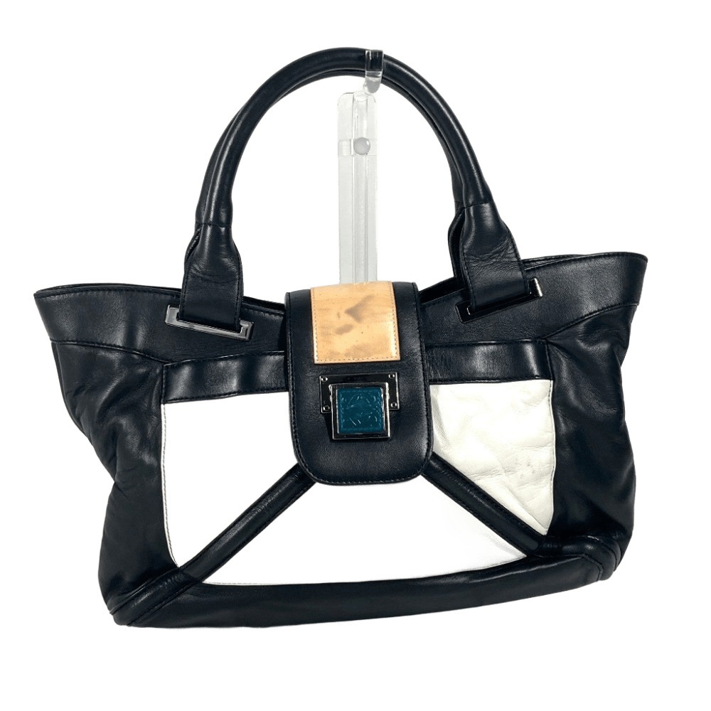 トートバッグ ロゴ アナグラム カバン ハンドバッグ 肩掛け ショルダーバッグ レザー ブラック